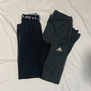 2 Pair Athletic Pants, 1 Under Armour/leggings, 1 Adidas gray track pant (Men's)